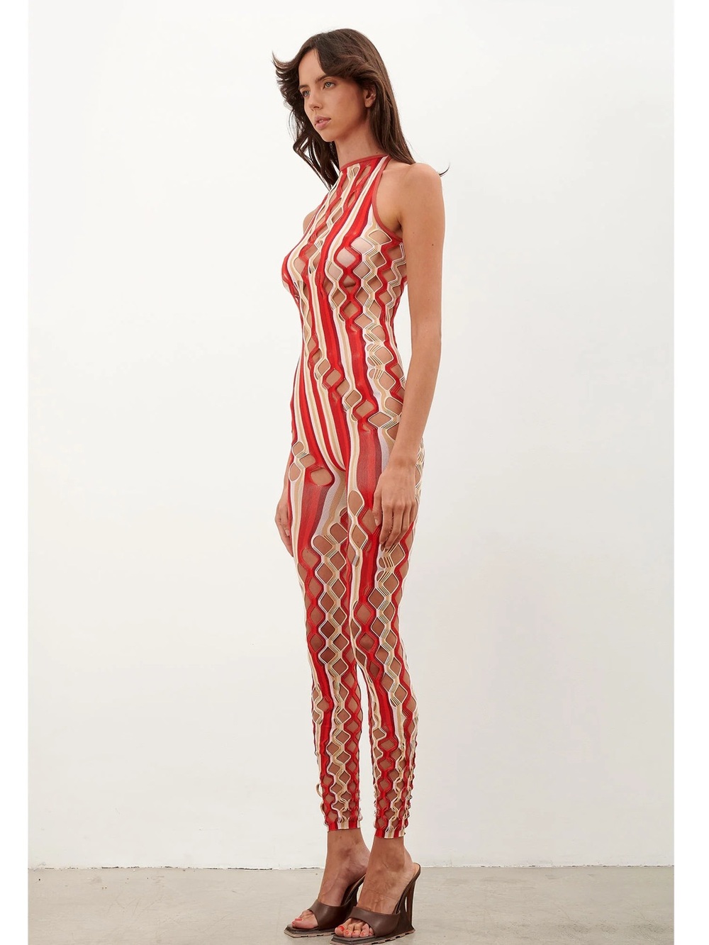 NWT Poster Girl Reef Burgundy Stripe Jumpsuit One Size